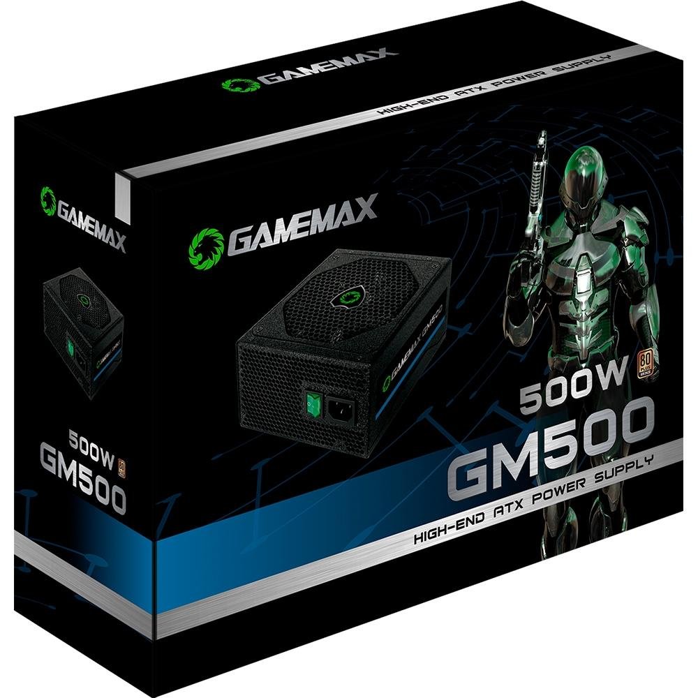 Imagem 11 de 12 do produto Fonte Gamemax, 500W, 80 Plus Bronze, PFC Ativo, Com Cabo, Preto - GMX GM500