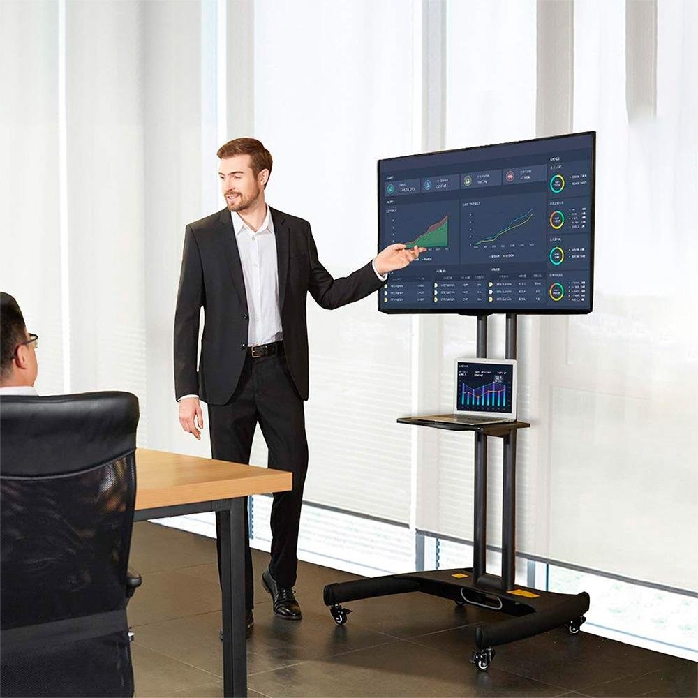 Imagem 5 de 5 do produto Suporte Pedestal Móvel para TV, 32" a 75", Altura Ajustável Manual, Alumínio, Preto - NB-AVA1500-60-1P