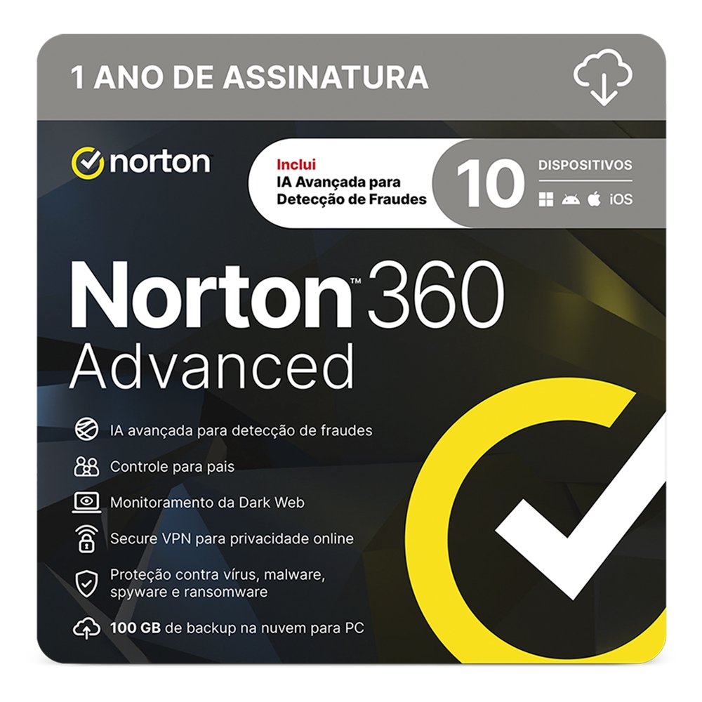 Norton 360 Advanced 10 Dispositivos, 12 Meses, ESD - 21447601