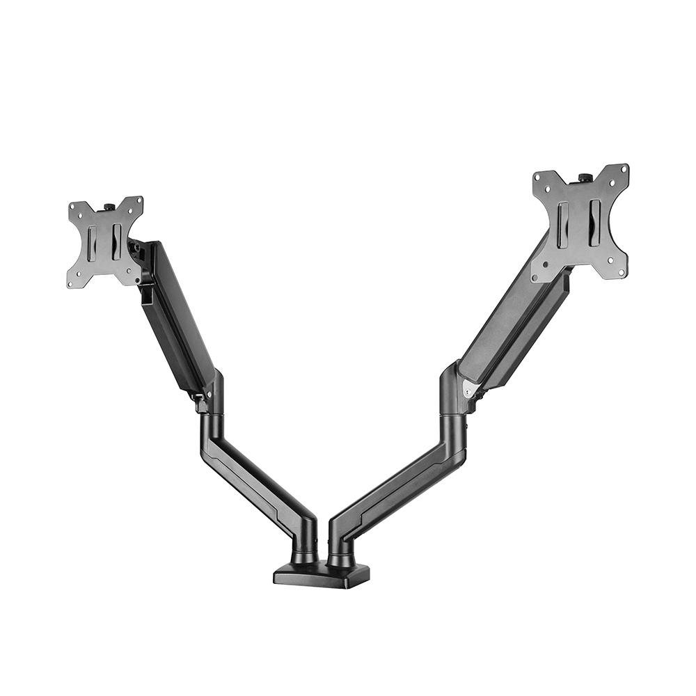 Imagem 3 de 7 do produto Suporte De Mesa Bluecase Ergo Flexy Para Dois Monitores, 12" a 32", Tri-Articulado, Pistão a Gás, Até 10+10kg, Vesa, Preto - BSMTG02-3BBX