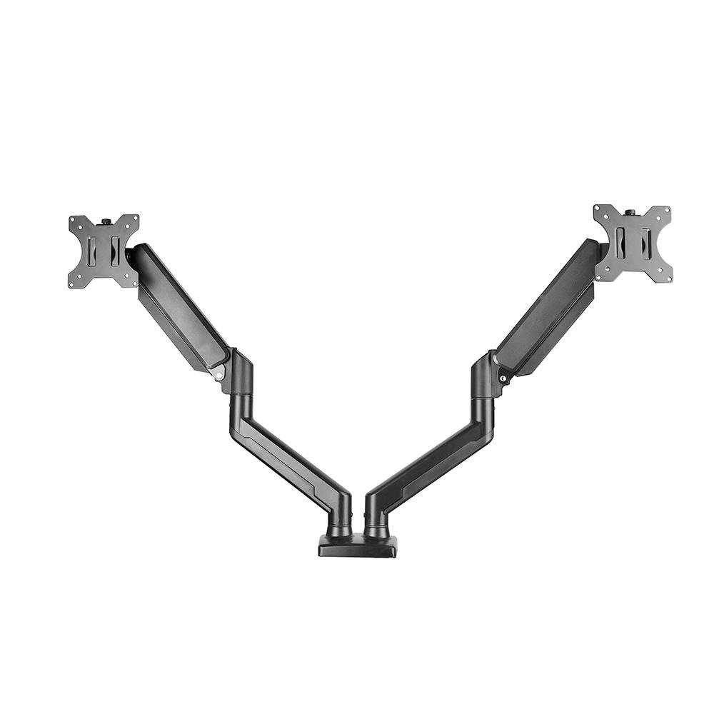 Imagem 5 de 7 do produto Suporte De Mesa Bluecase Ergo Flexy Para Dois Monitores, 12" a 32", Tri-Articulado, Pistão a Gás, Até 10+10kg, Vesa, Preto - BSMTG02-3BBX