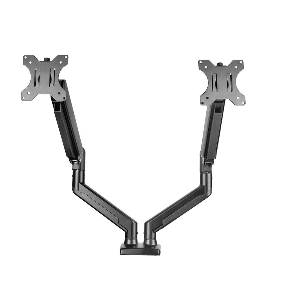 Imagem 4 de 7 do produto Suporte De Mesa Bluecase Ergo Flexy Para Dois Monitores, 12" a 32", Tri-Articulado, Pistão a Gás, Até 10+10kg, Vesa, Preto - BSMTG02-3BBX