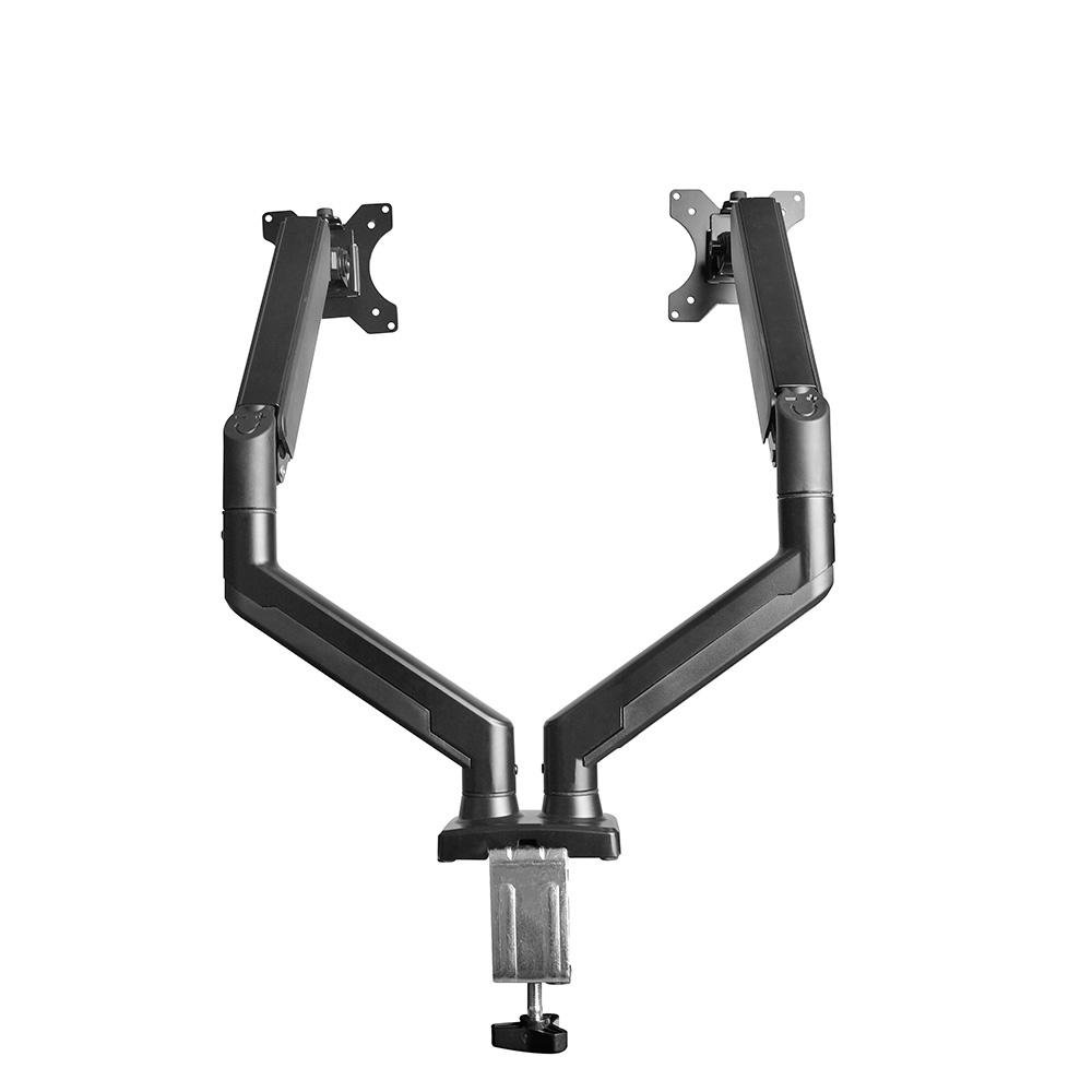 Imagem 6 de 7 do produto Suporte De Mesa Bluecase Ergo Flexy Para Dois Monitores, 12" a 32", Tri-Articulado, Pistão a Gás, Até 10+10kg, Vesa, Preto - BSMTG02-3BBX