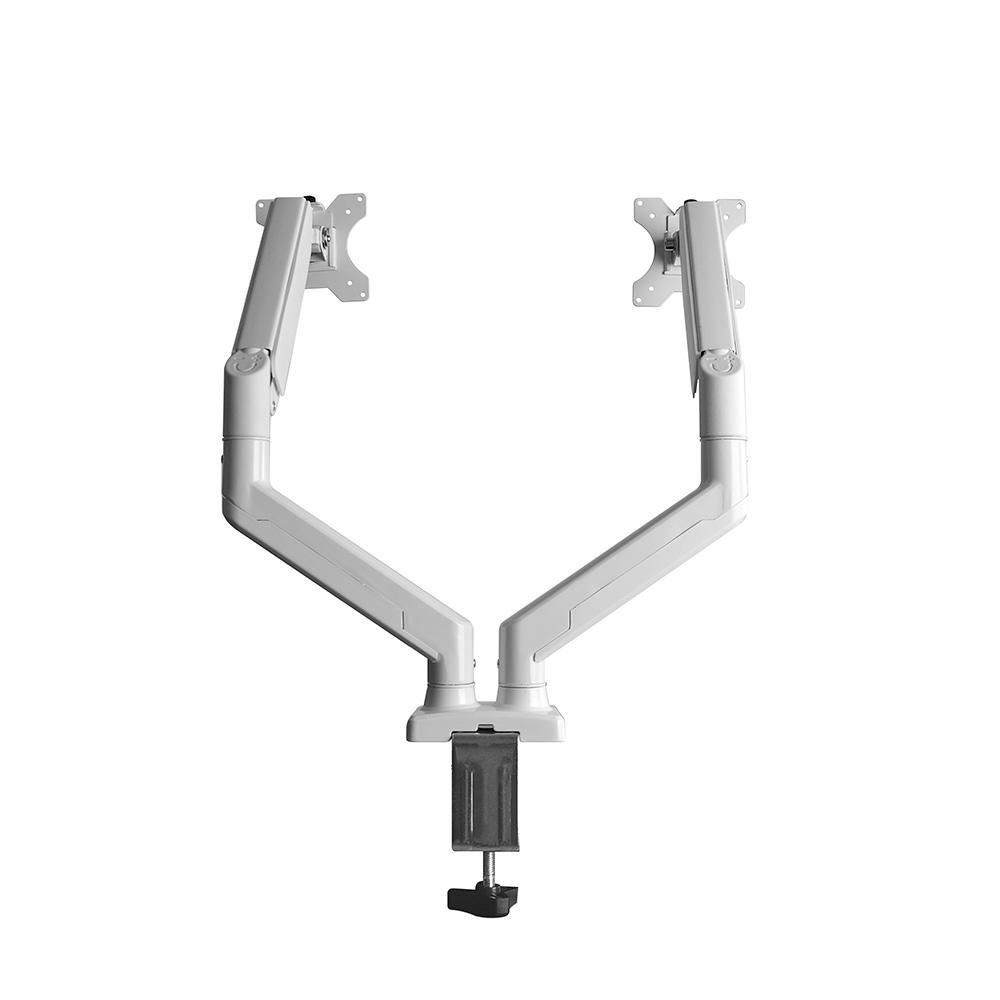 Imagem 5 de 6 do produto Suporte De Mesa Bluecase Ergo Flexy Para Dois Monitores, 12" a 32", Tri-Articulado, Pistão a Gás, Até 10+10kg, Vesa, Branco - BSMTG02-3WBX