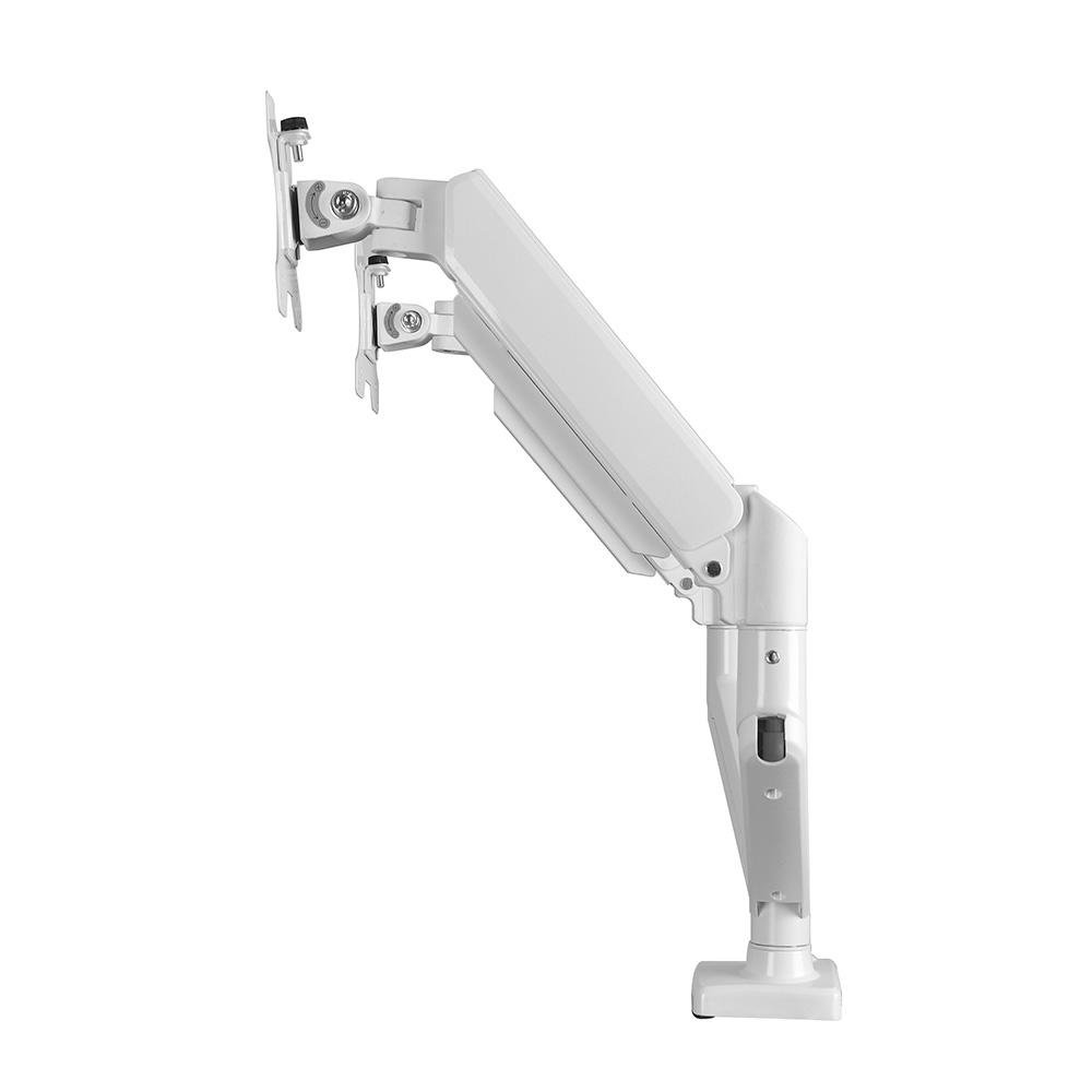Imagem 6 de 6 do produto Suporte De Mesa Bluecase Ergo Flexy Para Dois Monitores, 12" a 32", Tri-Articulado, Pistão a Gás, Até 10+10kg, Vesa, Branco - BSMTG02-3WBX