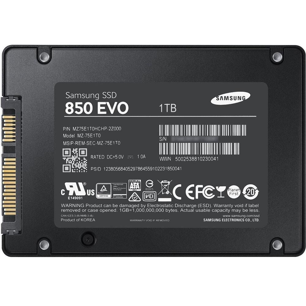Imagem 3 de 5 do produto SSD Samsung 850 EVO 2.5´ 1TB SATA III 6Gb/s Leituras: 540MB/s e Gravações: 520MB/s - MZ-75E1T0B/AM