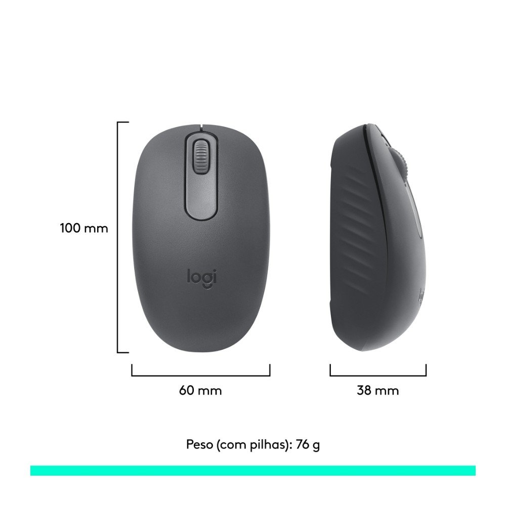 Mouse Sem Fio ( Balão.info) M196, Ambidestro Compacto, Bluetooth, Compatível com PC e Mac, Grafite - 910-( Balão.info - foto 9