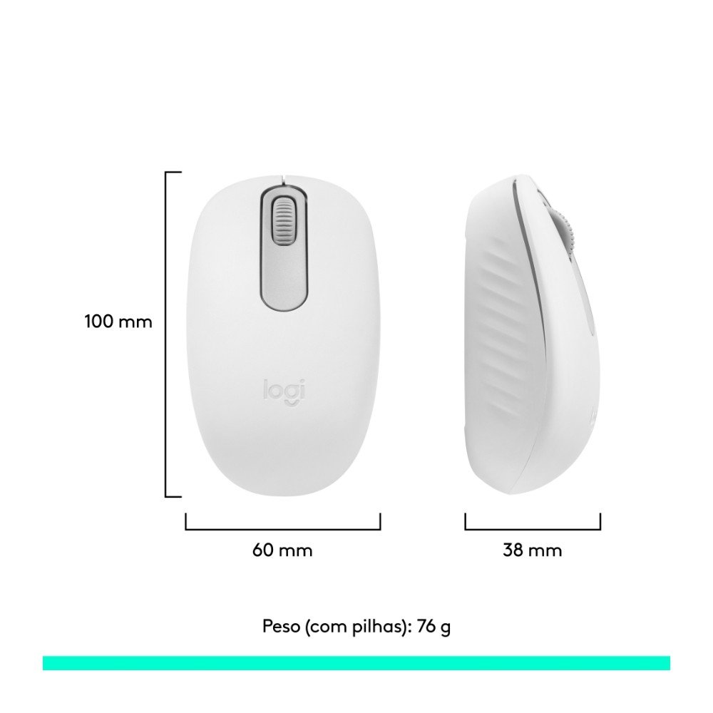 Mouse Sem Fio ( Balão.info) M196, Ambidestro Compacto, Bluetooth, Compatível com PC e Mac, Branco - 910-( Balão.info - foto 9