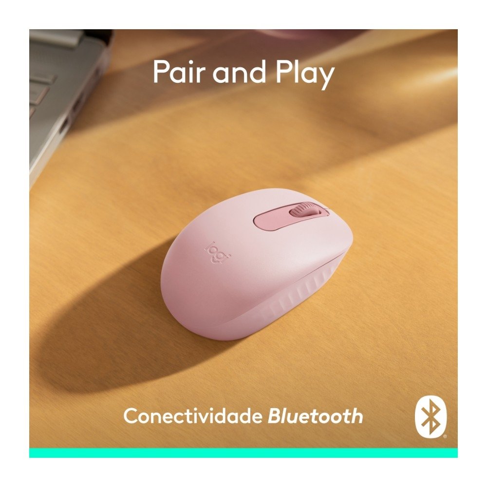 Mouse Sem Fio Logitech M196, Ambidestro Compacto, Bluetooth, Compatível com PC e Mac, Rosa - 910-007458 - view 3