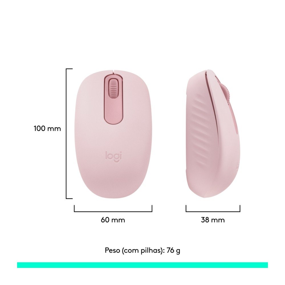 Mouse Sem Fio ( Balão.info) M196, Ambidestro Compacto, Bluetooth, Compatível com PC e Mac, Rosa - 910-( Balão.info - foto 9