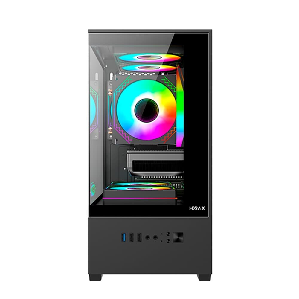 Imagem 3 de 5 do produto Gabinete Gamer Hyrax HGB310, Mini Tower, M-ATX, Frontal e Lateral em Vidro Temperado, Sem FANs, Preto - HGB310B