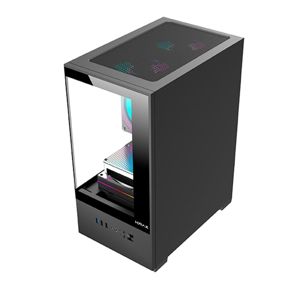 Imagem 4 de 5 do produto Gabinete Gamer Hyrax HGB310, Mini Tower, M-ATX, Frontal e Lateral em Vidro Temperado, Sem FANs, Preto - HGB310B
