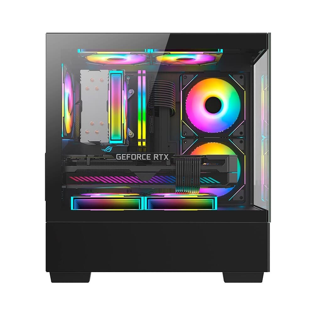 Gabinete Gamer Hyrax ( Balão.info), Mini Tower, M-ATX, Frontal e Lateral em Vidro Temperado, Sem FANs, Preto - ( Balão.info - view 3