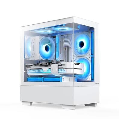 Gabinete Gamer Hyrax HGB320, Mid Tower, ATX, Frontal e Lateral em Vidro Temperado, Sem FANs, Branco - HGB320W