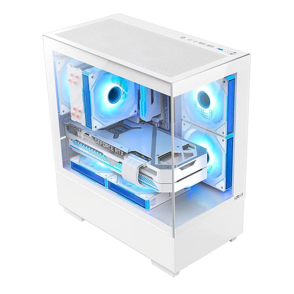 Gabinete Gamer Hyrax HGB320, Mid Tower, ATX, Frontal e Lateral em Vidro Temperado, Sem FANs, Branco - HGB320W - view 2