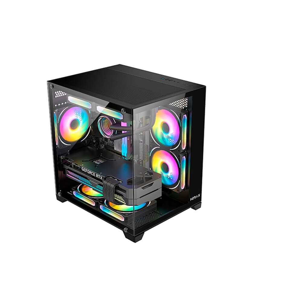 Gabinete Gamer Hyrax HGB705, Mini Tower, M-ATX, Frontal e Lateral em Vidro Temperado, Sem FANs, Preto - HGB705B - view 2