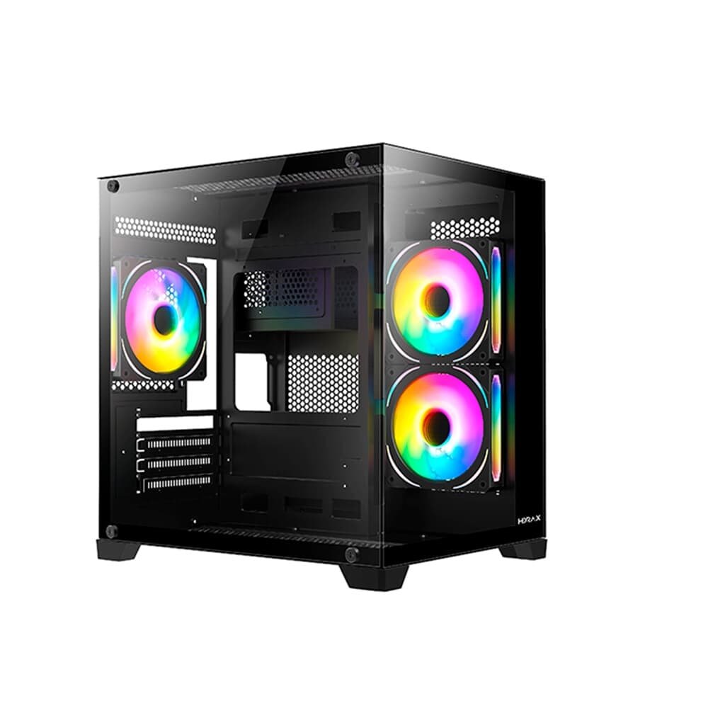 Gabinete Gamer Hyrax HGB705, Mini Tower, M-ATX, Frontal e Lateral em Vidro Temperado, Sem FANs, Preto - HGB705B - view 3