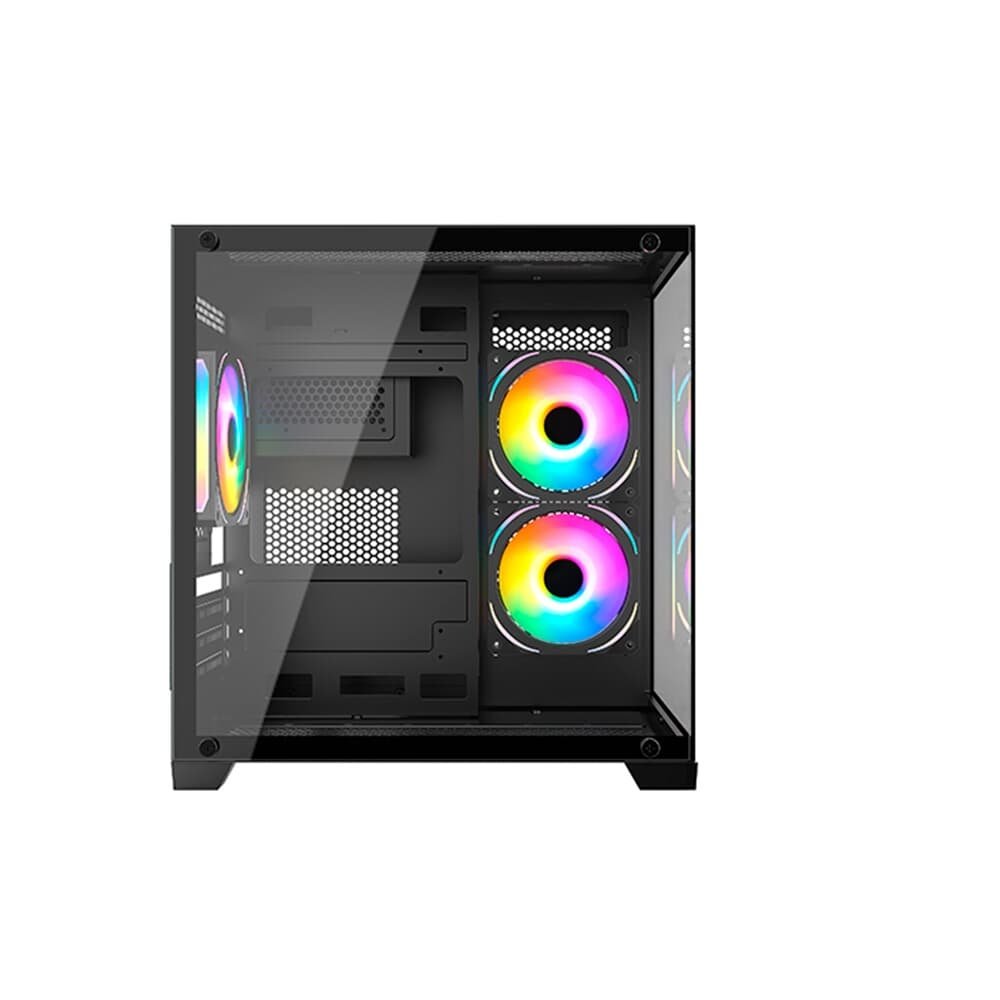 Gabinete Gamer Hyrax HGB705, Mini Tower, M-ATX, Frontal e Lateral em Vidro Temperado, Sem FANs, Preto - HGB705B - view 5
