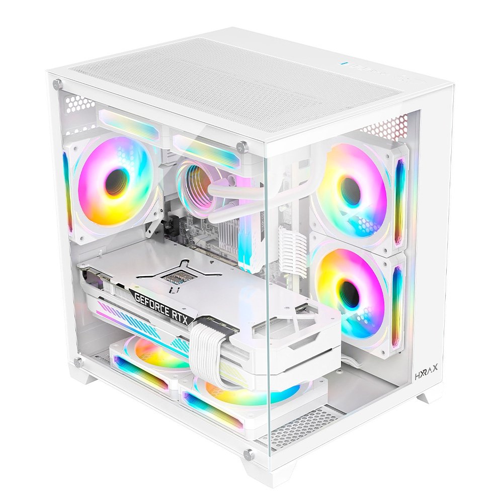 Gabinete Gamer Hyrax HGB705, Mini Tower, Frontal e Lateral em Vidro, Sem FANs, Branco - HGB705W - view 2