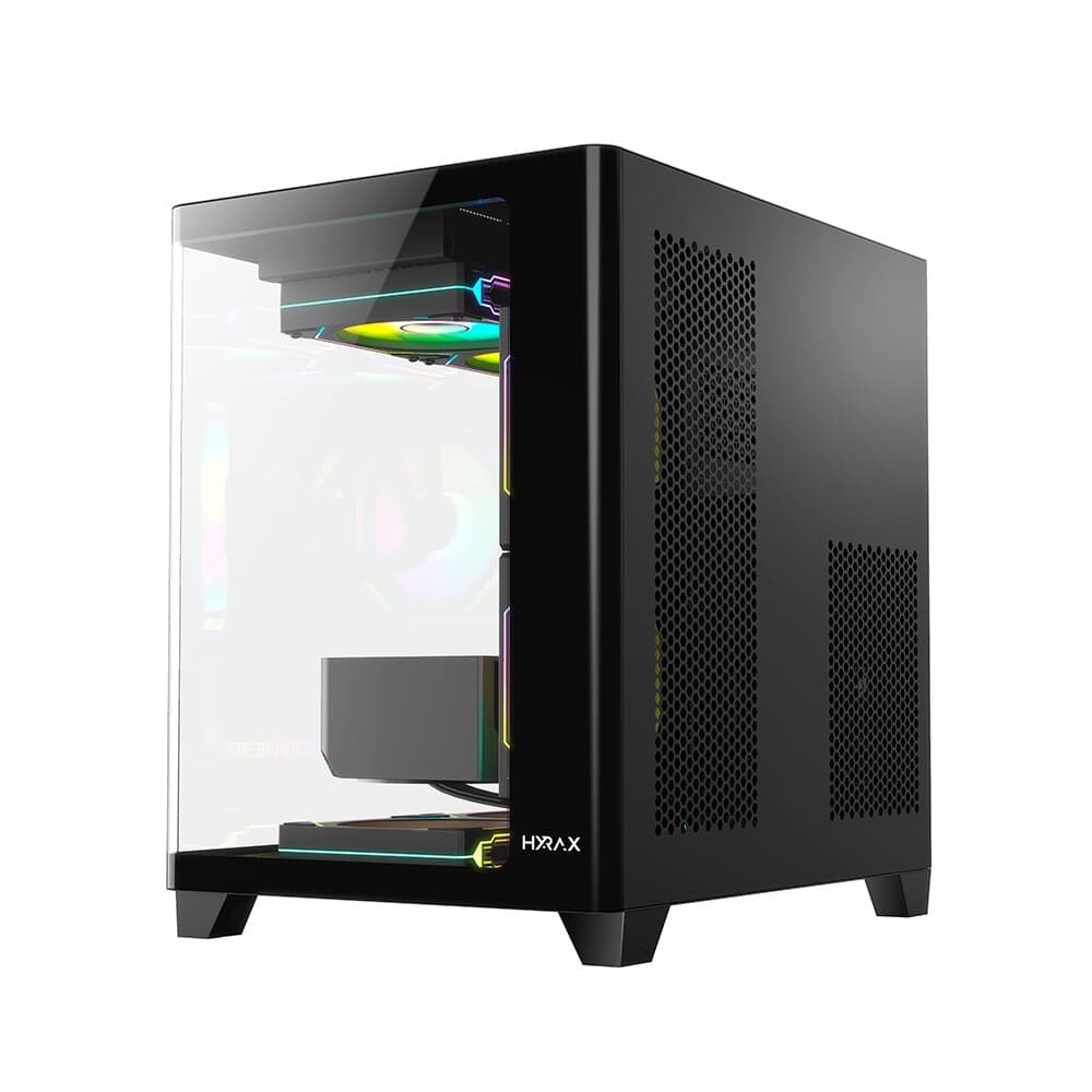 Gabinete Gamer Hyrax HGB750, Mini Tower, M-ATX, Frontal Curvo e Lateral em Vidro Temperado, Sem FANs, Preto - HGB750B - view 4