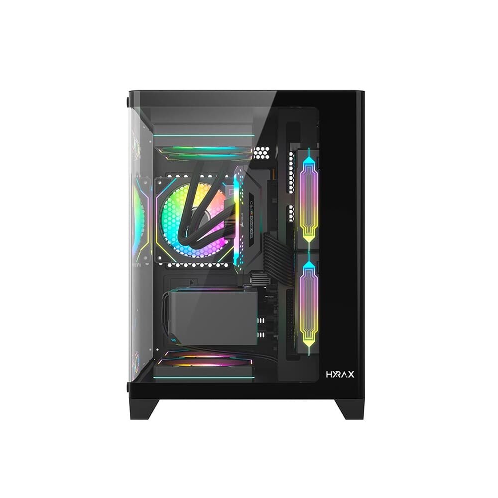 Gabinete Gamer Hyrax HGB750, Mini Tower, M-ATX, Frontal Curvo e Lateral em Vidro Temperado, Sem FANs, Preto - HGB750B - view 2
