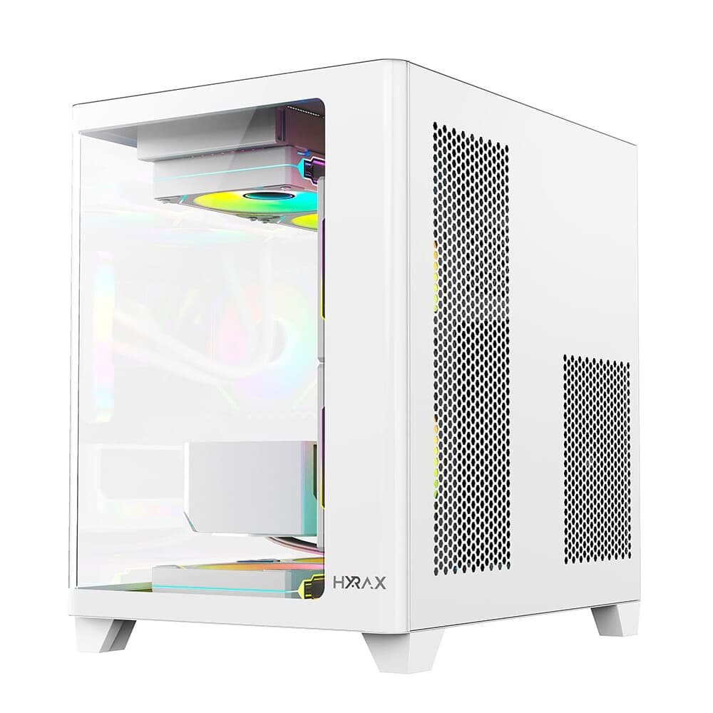 Gabinete Gamer Hyrax ( Balão.info), Mini Tower, M-ATX, Frontal Curvo e Lateral em Vidro Temperado, Sem FANs, Branco - ( Balão.info - view 4