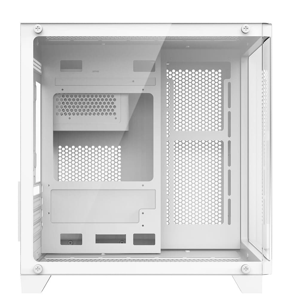 Imagem 7 de 7 do produto Gabinete Gamer Hyrax HGB750, Mini Tower, M-ATX, Frontal Curvo e Lateral em Vidro Temperado, Sem FANs, Branco - HGB750W