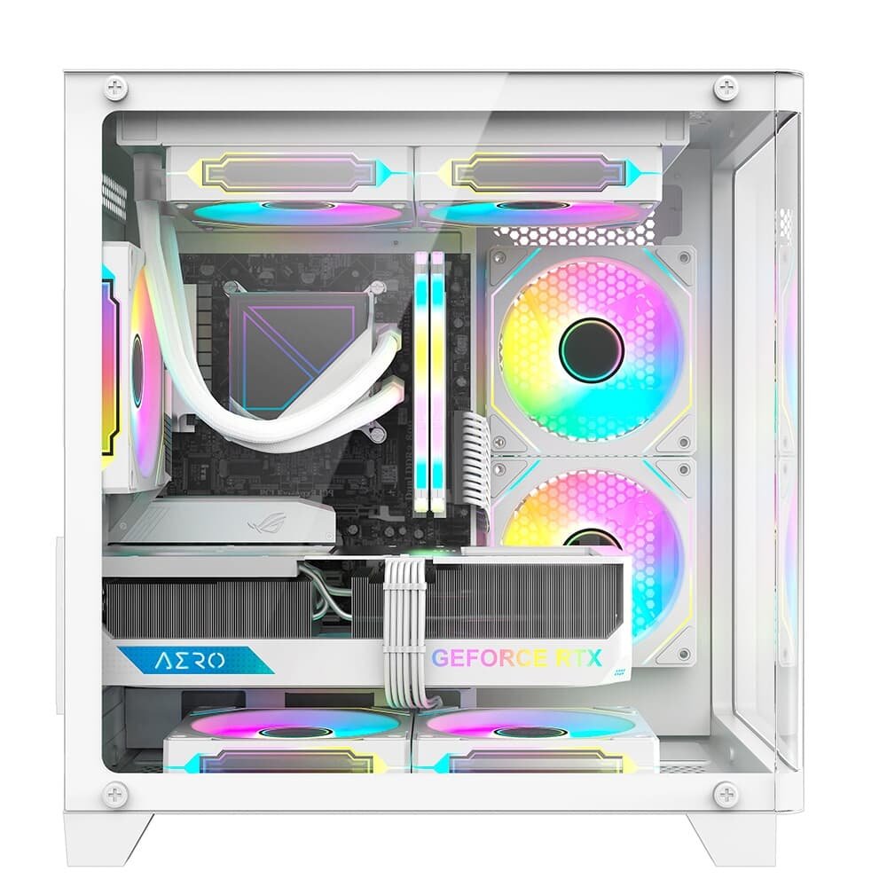 Gabinete Gamer Hyrax ( Balão.info), Mini Tower, M-ATX, Frontal Curvo e Lateral em Vidro Temperado, Sem FANs, Branco - ( Balão.info - view 6