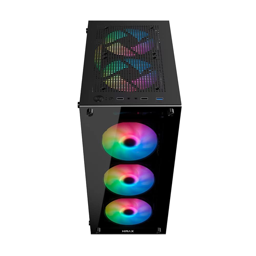 Gabinete Gamer Hyrax HGB210, Mid Tower, ATX, Lateral e Frontal em Vidro Temperado, Sem Fans, Preto - HGB210B Gabinete Gamer Hyrax HGB210, Mid Tower, ATX, Lateral e Frontal em Vidro Temperado, Sem Fans, Preto - HGB210B