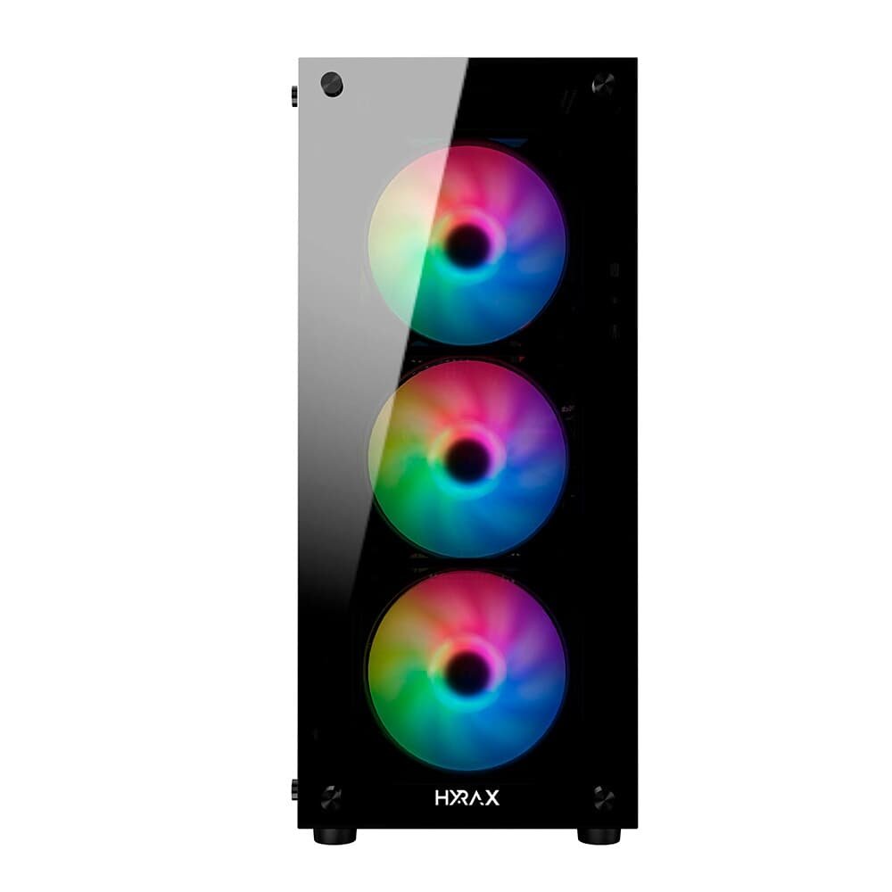 Gabinete Gamer Hyrax HGB210, Mid Tower, ATX, Lateral e Frontal em Vidro Temperado, Sem Fans, Preto - HGB210B Gabinete Gamer Hyrax HGB210, Mid Tower, ATX, Lateral e Frontal em Vidro Temperado, Sem Fans, Preto - HGB210B