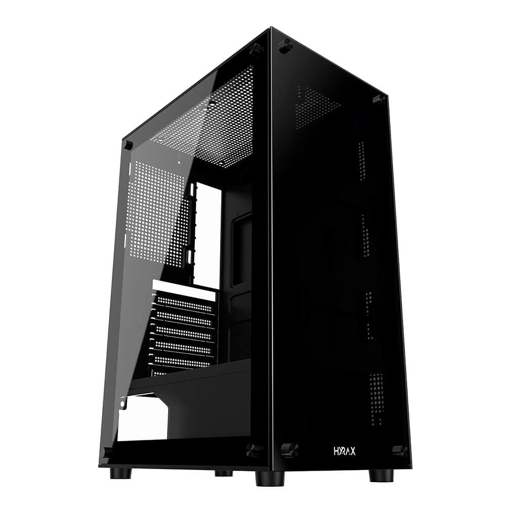 Gabinete Gamer Hyrax HGB210, Mid Tower, ATX, Lateral e Frontal em Vidro Temperado, Sem Fans, Preto - HGB210B Gabinete Gamer Hyrax HGB210, Mid Tower, ATX, Lateral e Frontal em Vidro Temperado, Sem Fans, Preto - HGB210B