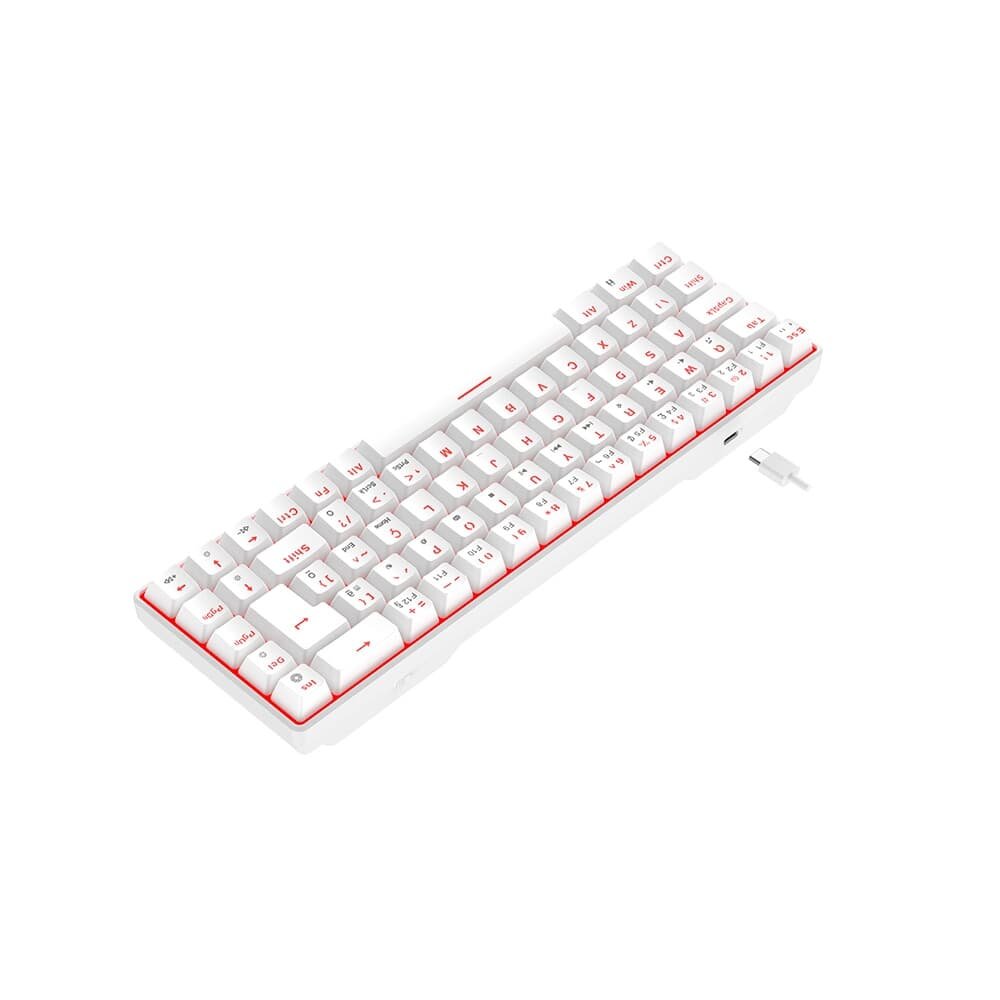 Teclado Mecânico Gamer Hyrax Thunder Pro, Switch ( Balão.info) Marrom, LED Vermelho, Layout 65%, USB-C, ( Balão.info), Branco - HCK65W-BROWN-LED - foto 4