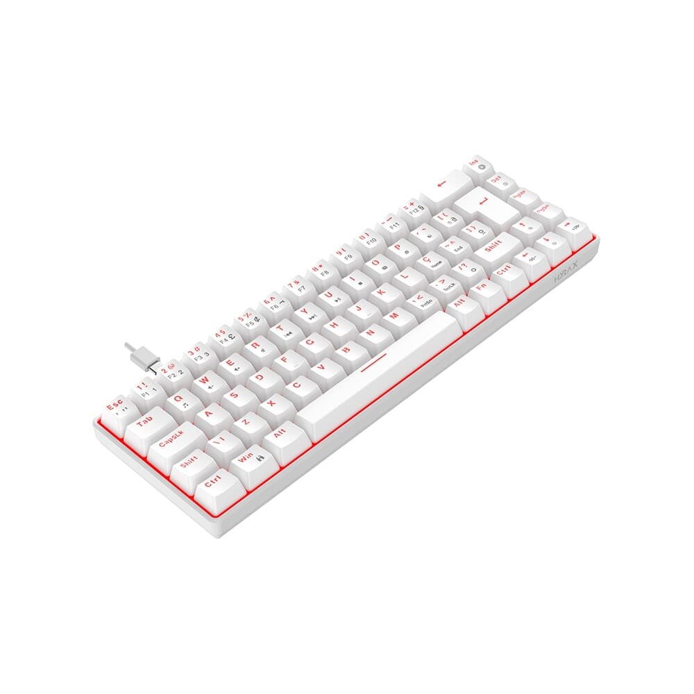 Teclado Mecânico Gamer Hyrax Thunder Pro, Switch ( Balão.info) Marrom, LED Vermelho, Layout 65%, USB-C, ( Balão.info), Branco - HCK65W-BROWN-LED - foto 3