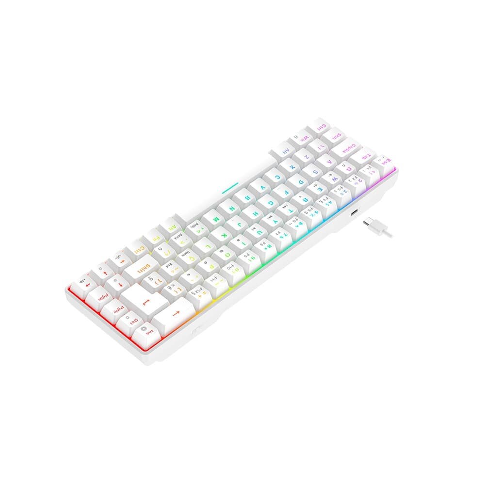 Teclado Mecânico Gamer Hyrax Thunder Pro, Switch ( Balão.info) Vermelho, RGB, Layout 65%, USB-C, ( Balão.info), Branco - HCK65W-RED-RGB - foto 3