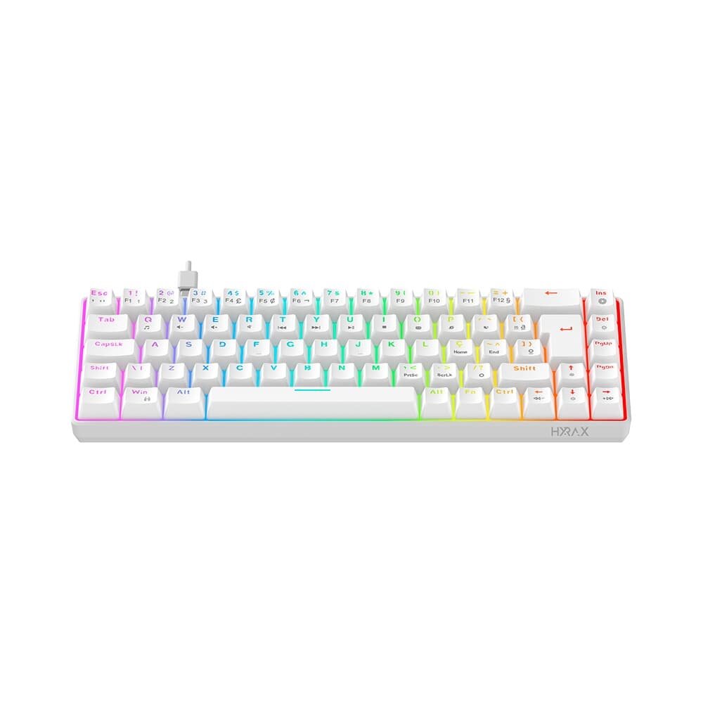 Teclado Mecânico Gamer Hyrax Thunder Pro, Switch ( Balão.info) Vermelho, RGB, Layout 65%, USB-C, ( Balão.info), Branco - HCK65W-RED-RGB - foto 2