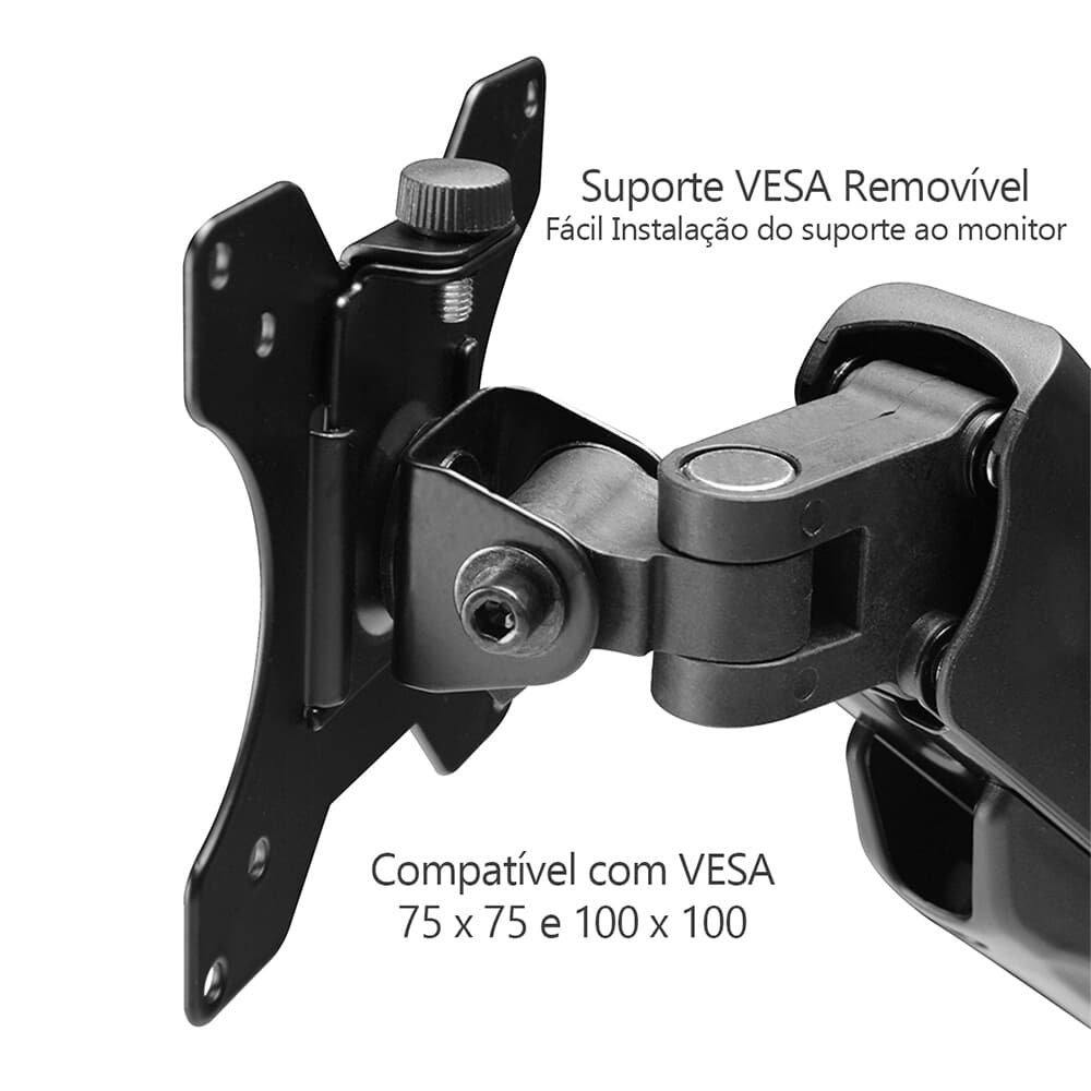 Imagem 12 de 12 do produto Suporte de Mesa Articulado para Monitor de até 32" Fitter, Ajuste com Pistão a Gás, VESA, Preto - F8