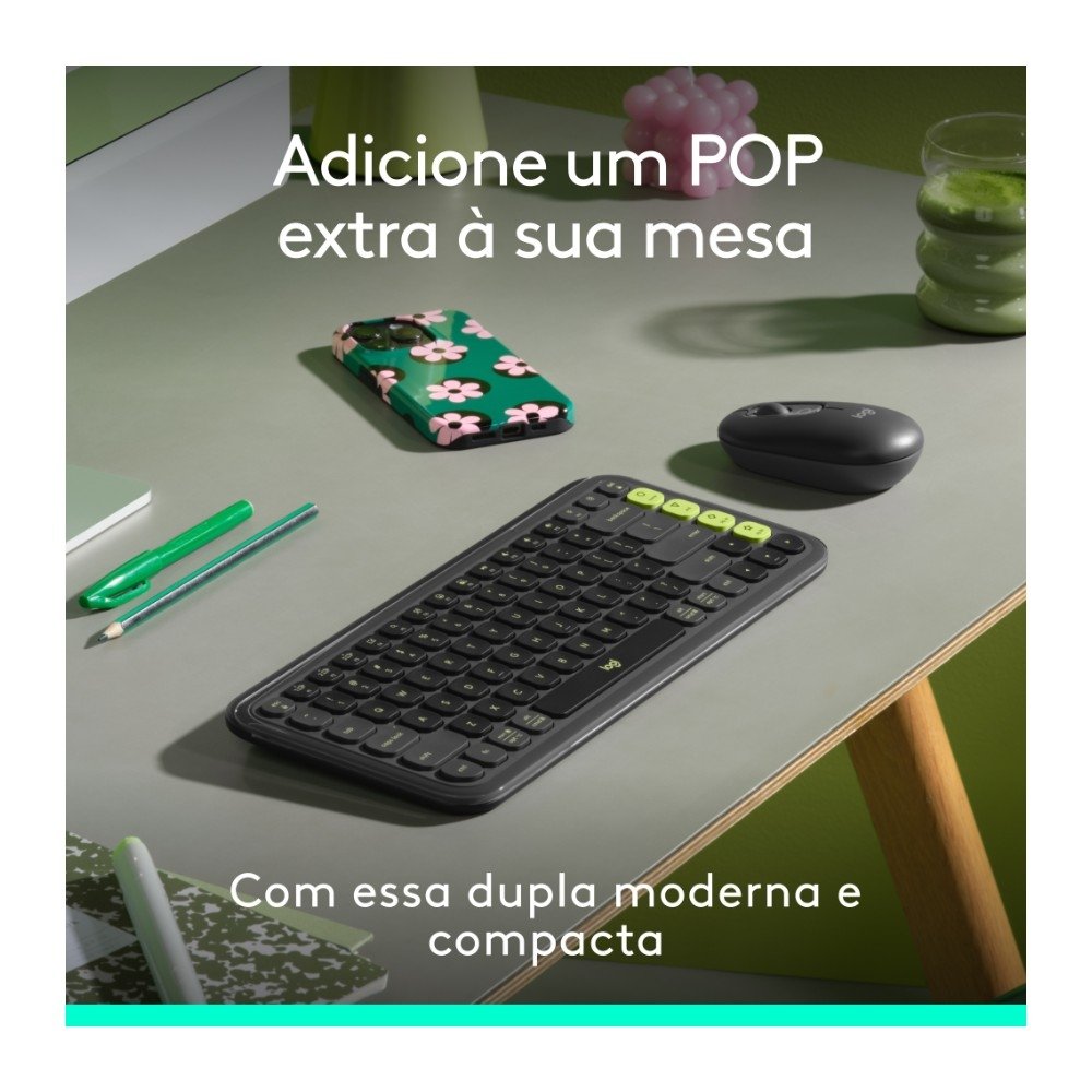 Kit Teclado e Mouse Sem Fio ( Balão.info) POP Icon com Teclas e Botões Personalizáveis, Silencioso, Bluetooth, Grafite - 920-( Balão.info - foto 2