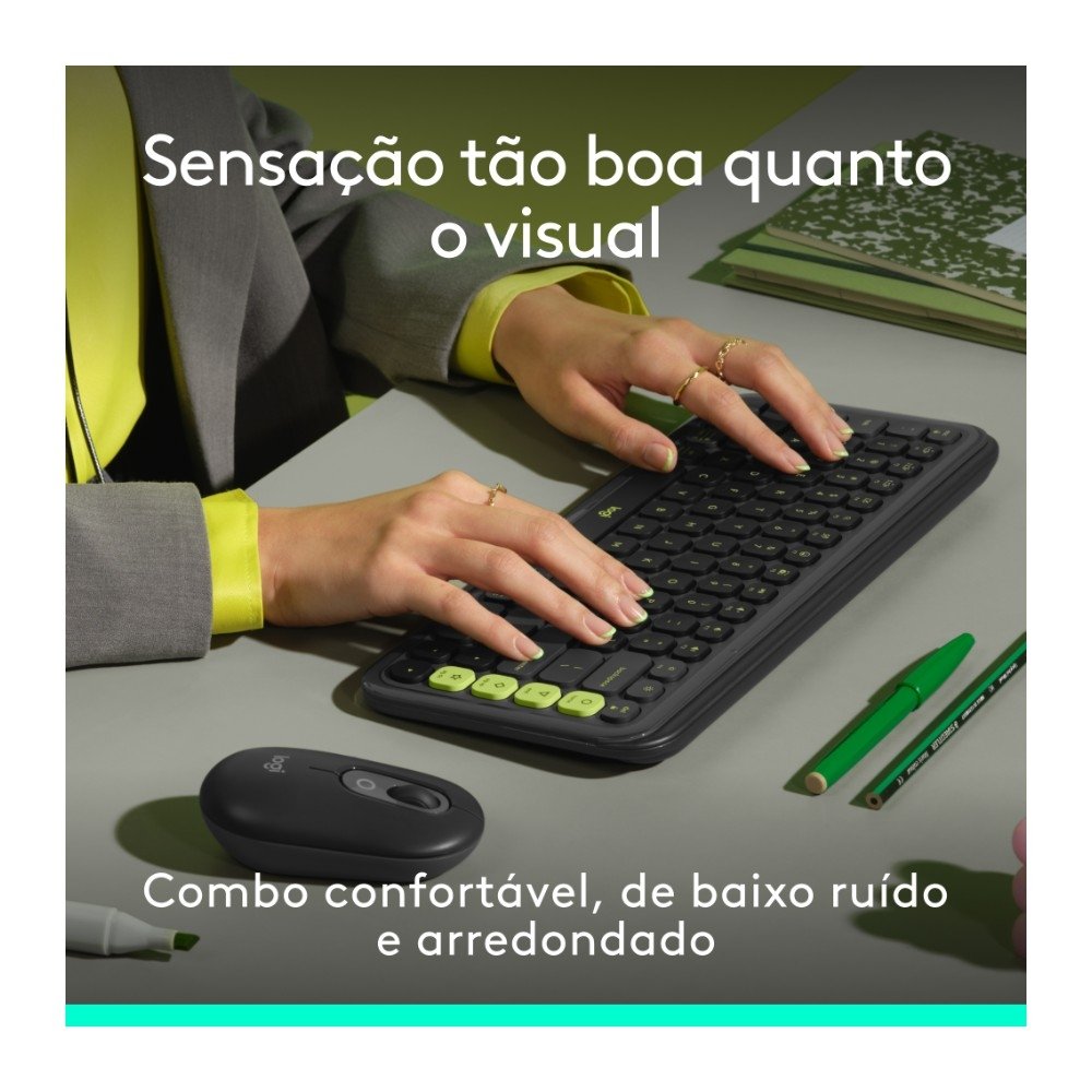 Kit Teclado e Mouse Sem Fio ( Balão.info) POP Icon com Teclas e Botões Personalizáveis, Silencioso, Bluetooth, Grafite - 920-( Balão.info - foto 3