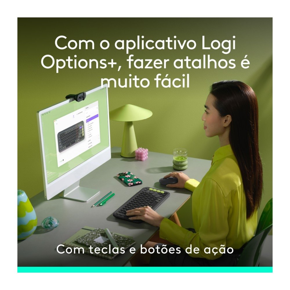 Kit Teclado e Mouse Sem Fio ( Balão.info) POP Icon com Teclas e Botões Personalizáveis, Silencioso, Bluetooth, Grafite - 920-( Balão.info - foto 4