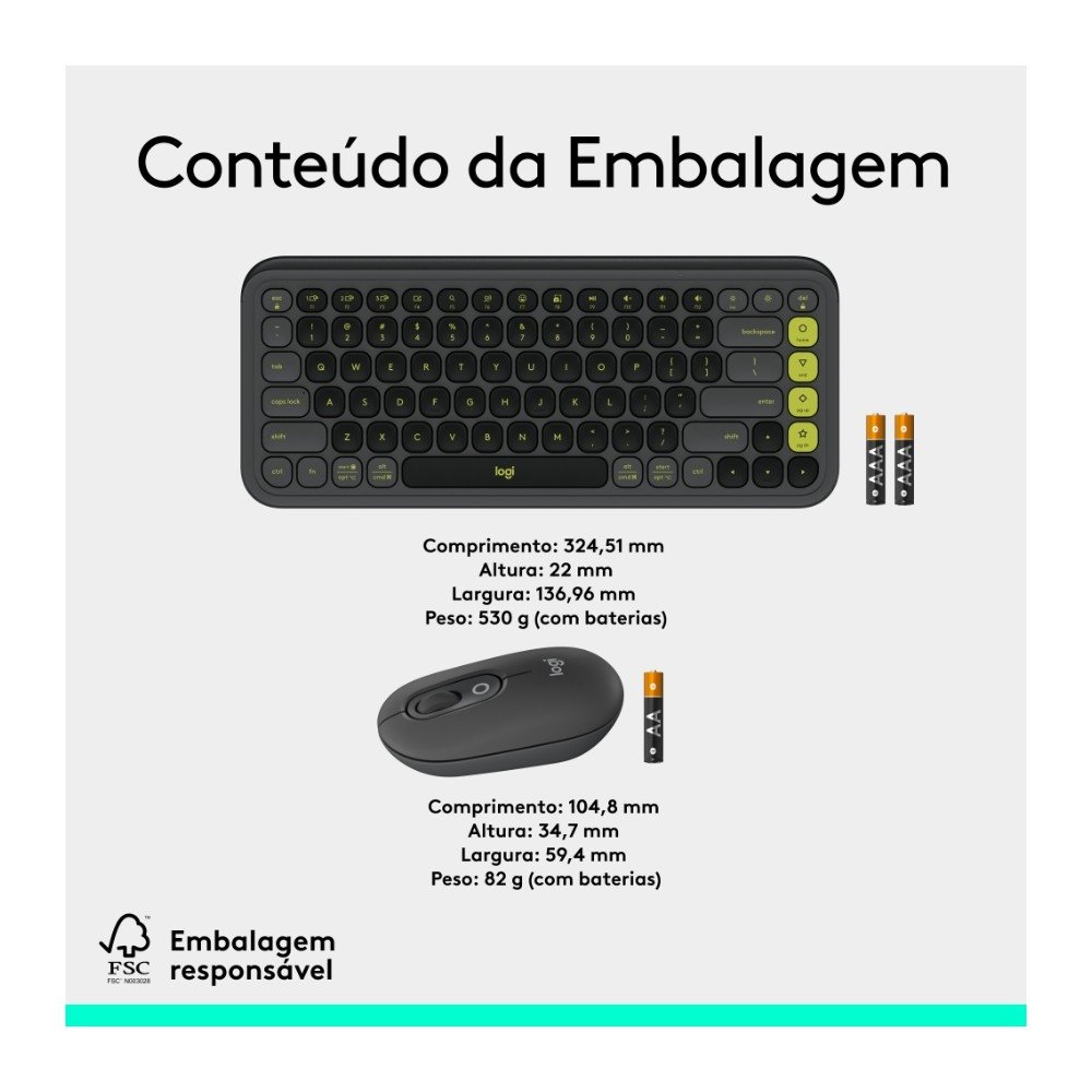 Kit Teclado e Mouse Sem Fio ( Balão.info) POP Icon com Teclas e Botões Personalizáveis, Silencioso, Bluetooth, Grafite - 920-( Balão.info - foto 10