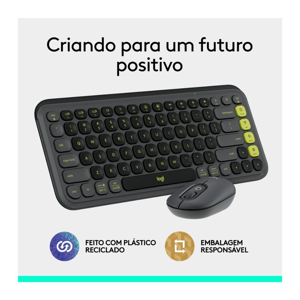 Kit Teclado e Mouse Sem Fio ( Balão.info) POP Icon com Teclas e Botões Personalizáveis, Silencioso, Bluetooth, Grafite - 920-( Balão.info - foto 11