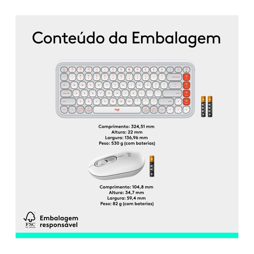 Kit Teclado e Mouse Sem Fio Logitech POP Icon com Teclas e Botões Personalizáveis, Silencioso, Bluetooth, Branco- 920-013057 - view 10
