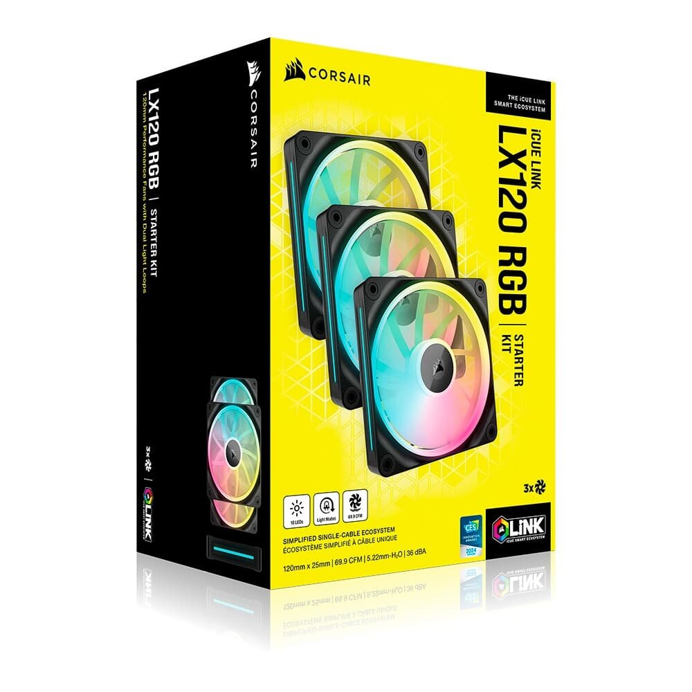 Imagem 16 de 16 do produto Kit com 3 Ventoinhas Corsair LX RGB Series, iCUE LINK LX120, 120mm, Preto - CO-9051026-WW