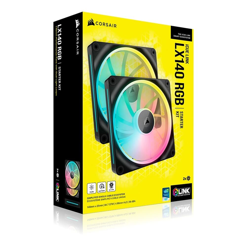 Imagem 13 de 13 do produto Kit com 2 Ventoinhas Corsair LX RGB Series, iCUE LINK LX140, 140mm, Preto - CO-9051028-WW