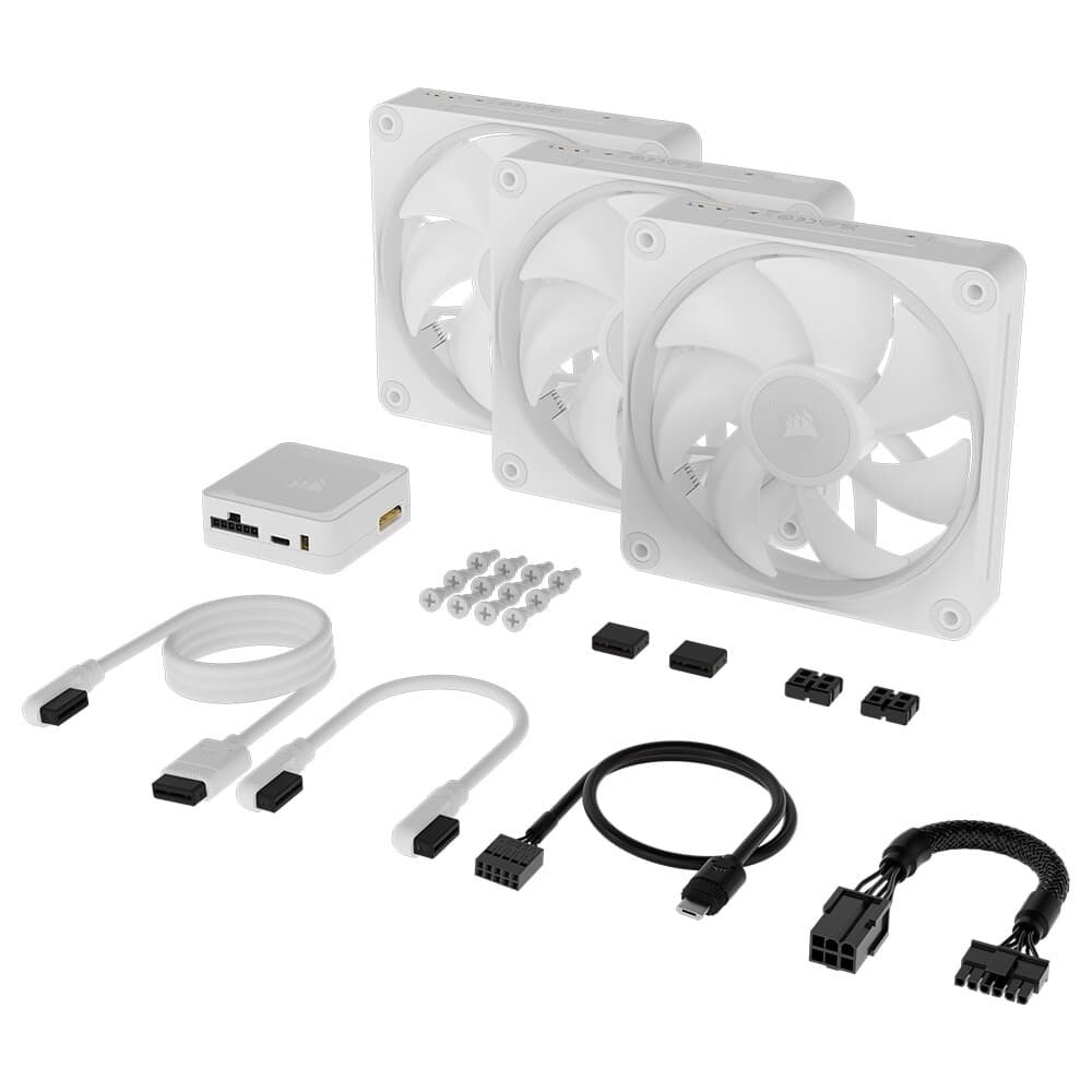 Imagem 13 de 14 do produto Kit com 3 Ventoinhas Corsair LX RGB Series, iCUE LINK LX120, 120mm, Branco - CO-9051030-WW