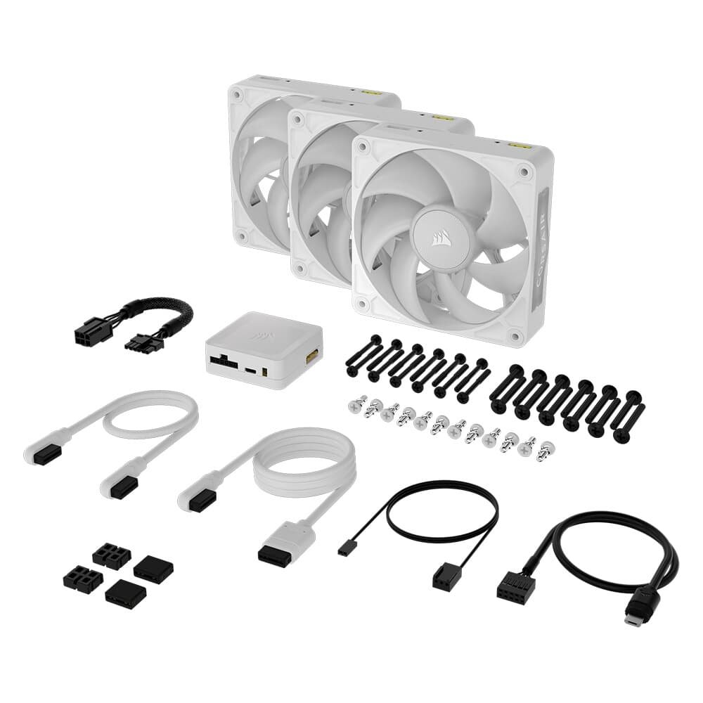 Imagem 16 de 16 do produto Kit com 3 Ventoinhas Corsair RX MAX RGB Series, iCUE LINK RX120 RGB MAX, 120mm, Branco - CO-9051038-WW