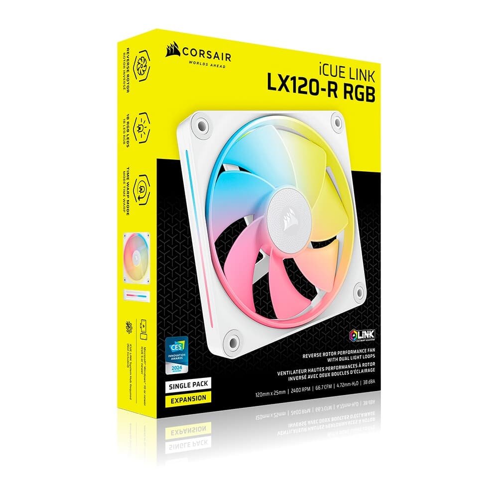 Imagem 12 de 12 do produto Ventoinha Corsair LX-R RGB Series, iCUE LINK LX120-R RGB, 120mm, Branco - CO-9051053-WW