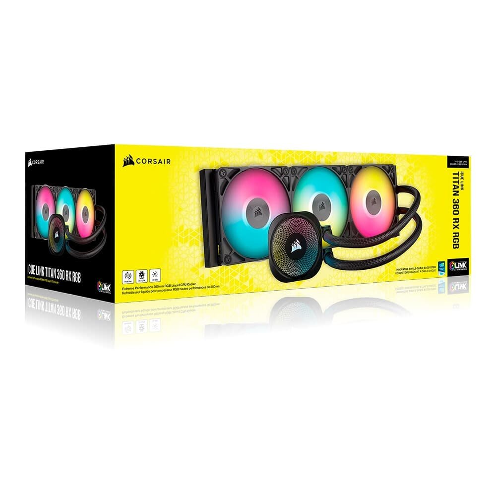 Imagem 40 de 40 do produto Water Cooler Corsair iCUE LINK TITAN 360 RX RGB AIO, 360mm, AMD e Intel, Preto - CW-9061018-WW