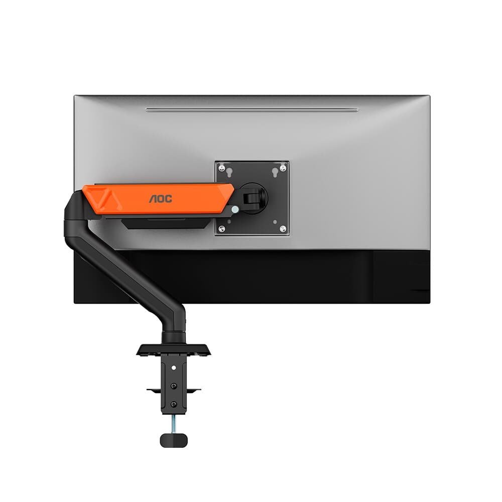 Imagem 3 de 9 do produto Suporte de Mesa para Monitor de 17" a 32" AOC AM102, Ajustes com Mola Mecânica, Preto Fosco e Laranja - AM102H2