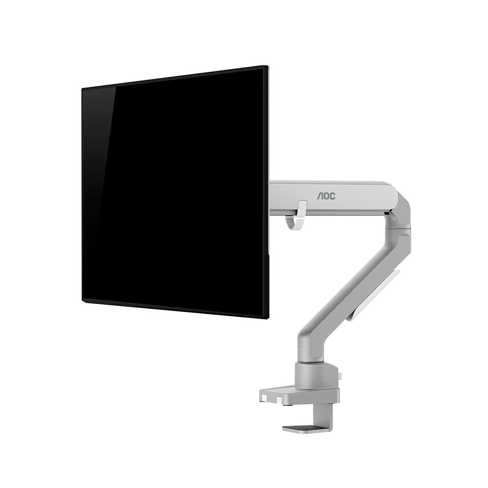 Imagem 3 de 9 do produto Suporte de Mesa para Monitor de 17" a 32" AOC AM200, Ajustes com Mola Mecânica, Prata Fosco e Branco - AM200H1